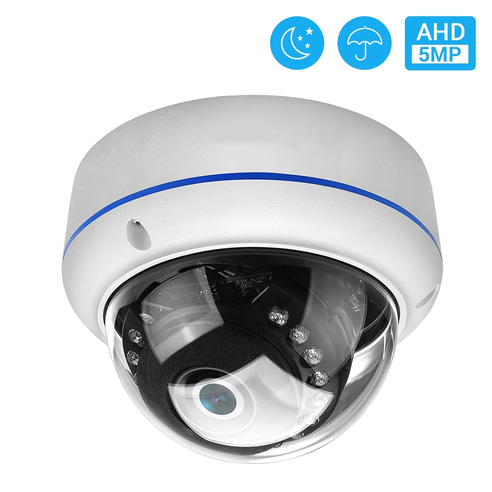

Hamrolte 5MP HD AHD Camera Nightvision Waterproof Outdoor Vandal-proof Dome Camera Surveillance CCTV Camera