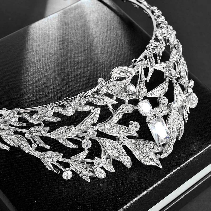 SLBRIDAL Серебряные стразы кристалл кубического циркония свадебная диадема свадебные аксессуары для волос подружки невесты принцесса женские ювелирные изделия