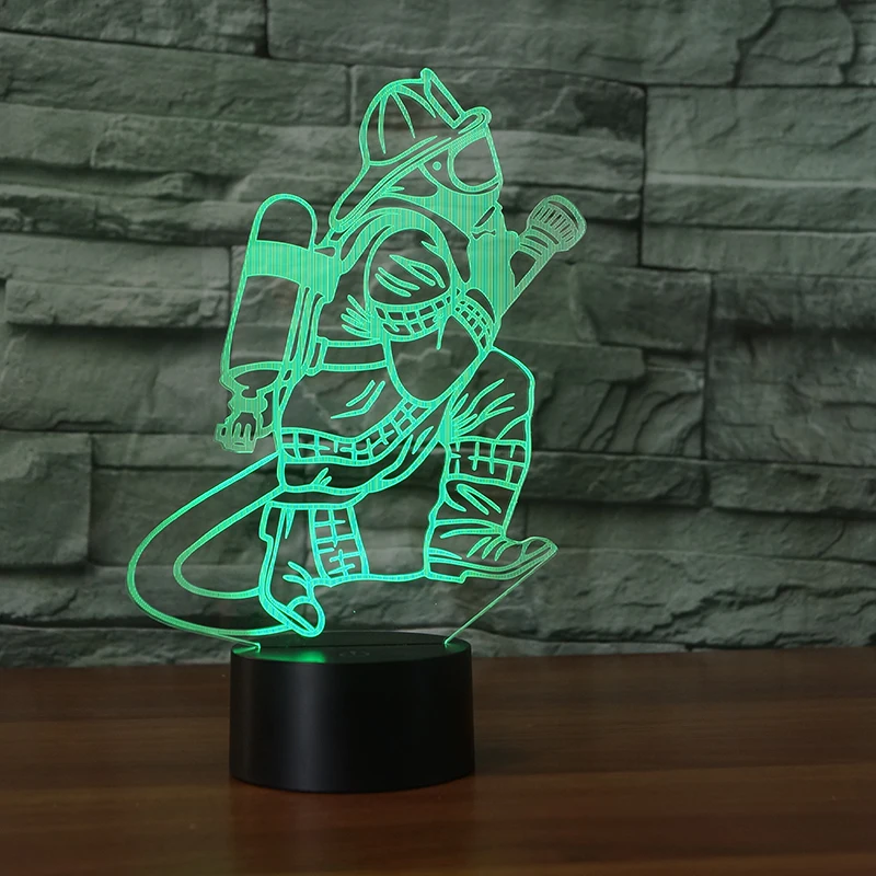 Новинка настольная светодиодная 3d-лампа Fireman с сенсорной кнопкой и питанием от USB