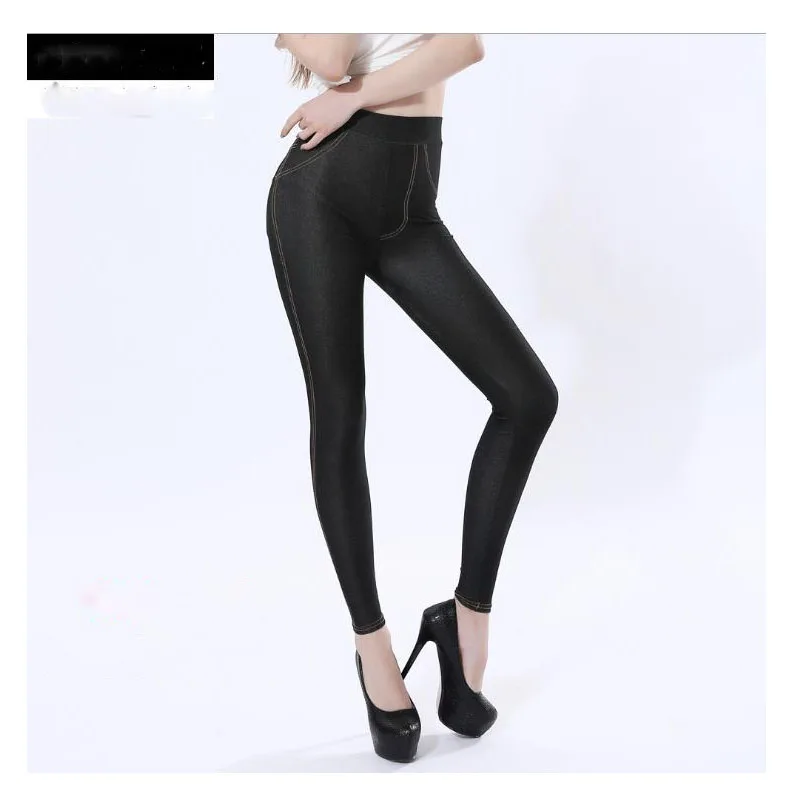 2018 Для женщин хлопок подражать Джинсы черные леггинсы для пикантные женские