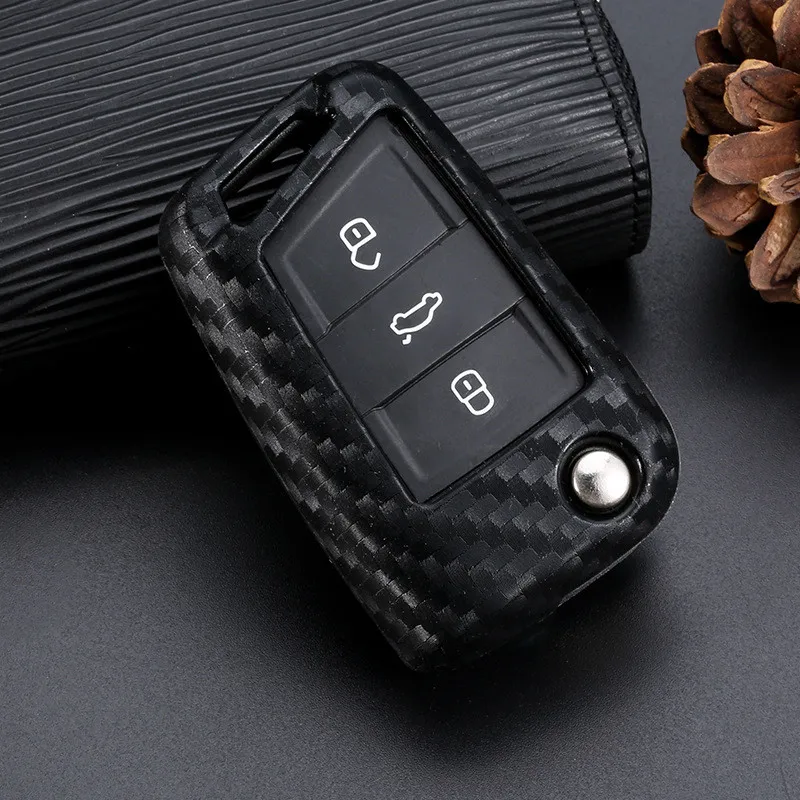 VO силиконовый чехол для ключа из углеродного волокна VW Polo Golf 7 Tiguan Skoda Octavia Kodiaq Karoq