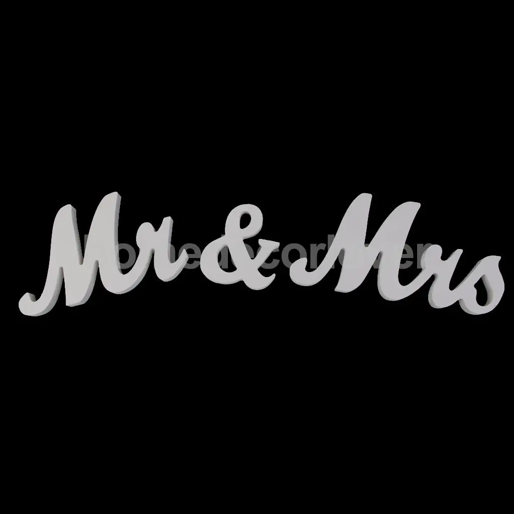 Mr & Mrs Свадебные буквы белый деревянная стойка знак отдельно стоящее