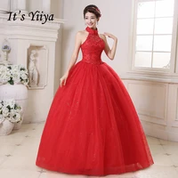 real photo plus size vestidos de novia cheap red white wedding dresses halter sez lace princess bride gowns frocks hs160