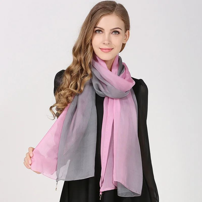 DANKEYISI градиентный цвет чистый Шелковый шарф роскошный бренд бандана обертывания