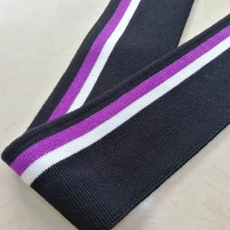 Black purple white 2 JIETAI красочные мерсеризованный хлопок трикотажные полосы ребра ткань тканевые аксессуары DIY воротник манжеты подол нижний воротник ничья текстурирование - Цвет: Black purple white 2