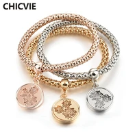 chicvie 3 pcsset custom hollow flower handmade bracelets bangles charms for jewelry making for women plant bracelet sbr170120