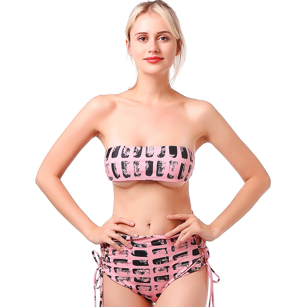 Sexy High Waist Bikini Women Swimwear Push Up Swimsuit Bandage Bathing Suit Print Biquinis Summer Beach Wear Female Monokini