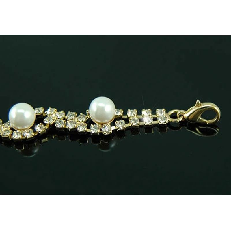 Браслет для подружки невесты с искусственным жемчугом и кристаллами золотого