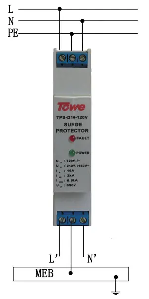 TOWE AP D10 230V 230 В однофазный низковольтный источник питания защита Imax: 7ка Un: вверх: 1000
