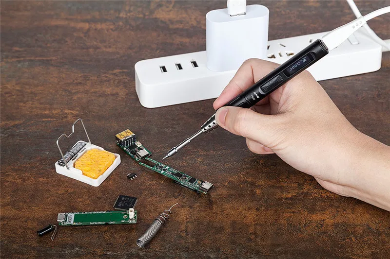 Мини TS80 цифровая паяльная станция QC3.0 Тип usb-C OLED программируемый Интерфейс STM32 чип TS-B02 Советы Набор инструментов главный
