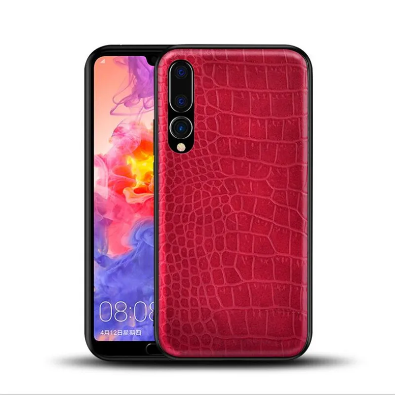 Red Роскошный 3D чехол для телефона из крокодиловой змеиной кожи для huawei P20 Pro P20 lite, черная винтажная деловая кожаная задняя крышка для huawei P20 - Цвет: Red
