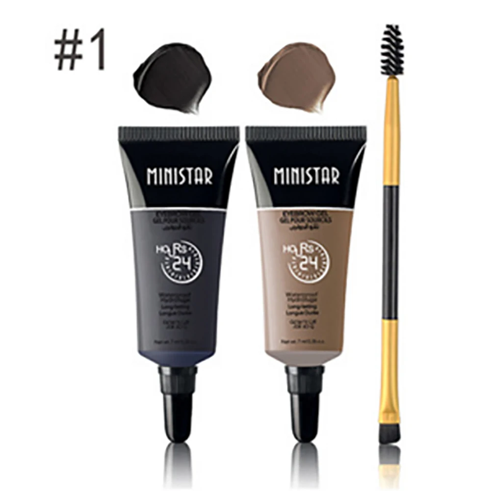 Ministar Bi-color Liquid Eyebrow Gel Cream Enhancer Three-dimensional Long-lasting Waterproof Makeup With Brush | Красота и здоровье