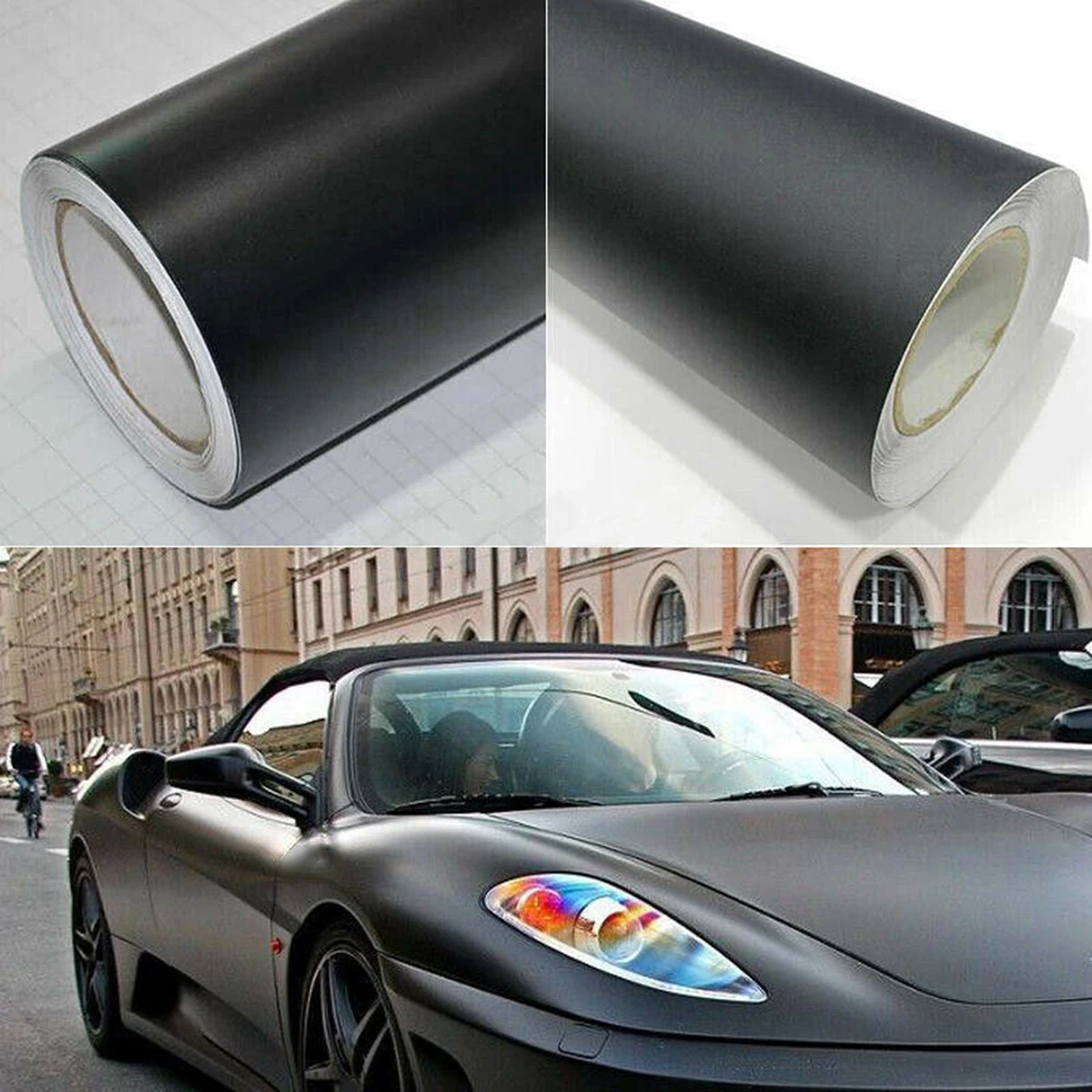 

Vinyl Film 30*152CM 1Pcs Car Decal Cool Black DIY Sticker Matte Films Wrap 3D Vehicle Bubble For Fashion Decorations