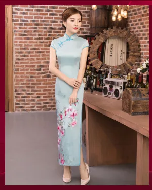 Sheng Коко Женская Полосатая сетка Qipao традиционный ченсам китайское платье решетки Восточная Ципао вечерние длинные Qi Pao платья