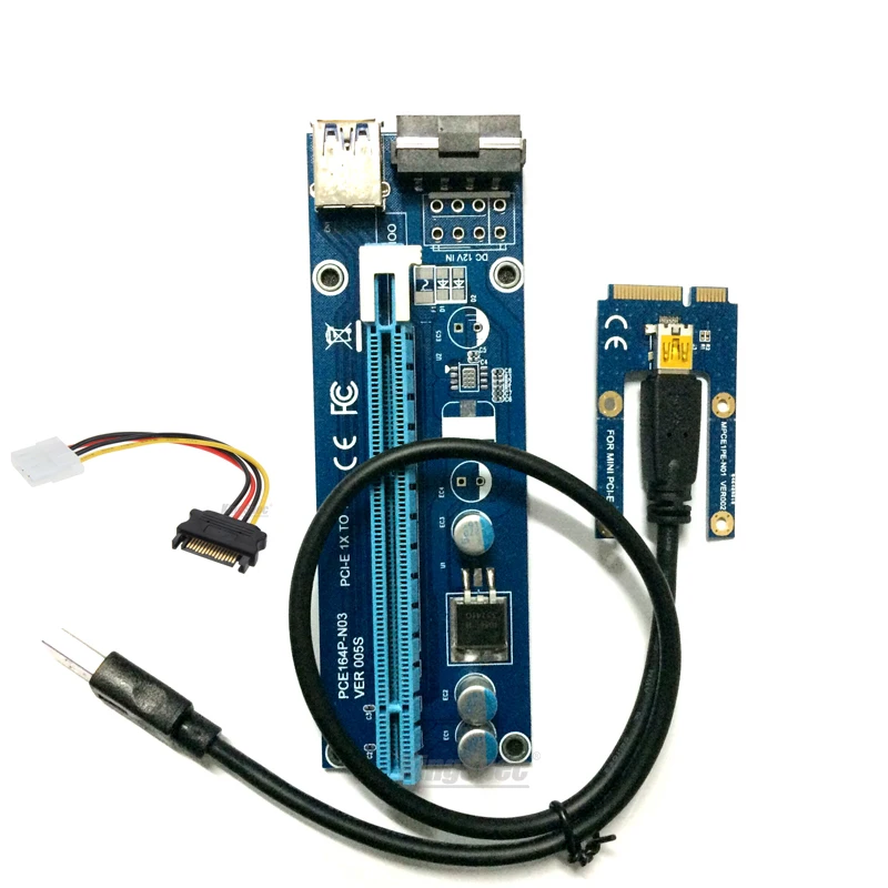 Mini pci e express riser card 1x к 16x USB 3 0 кабель для передачи данных SATA 4Pin IDE Molex блок питания BTC