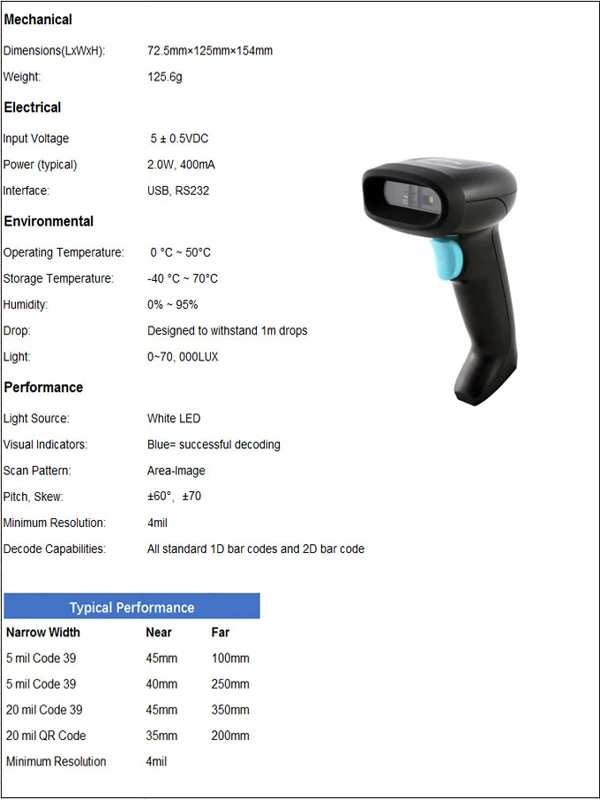Original full new Honeywell Barcode Scanner USB Wired 1D 2D Datamatrix PDF417 QR Code Handheld Reader