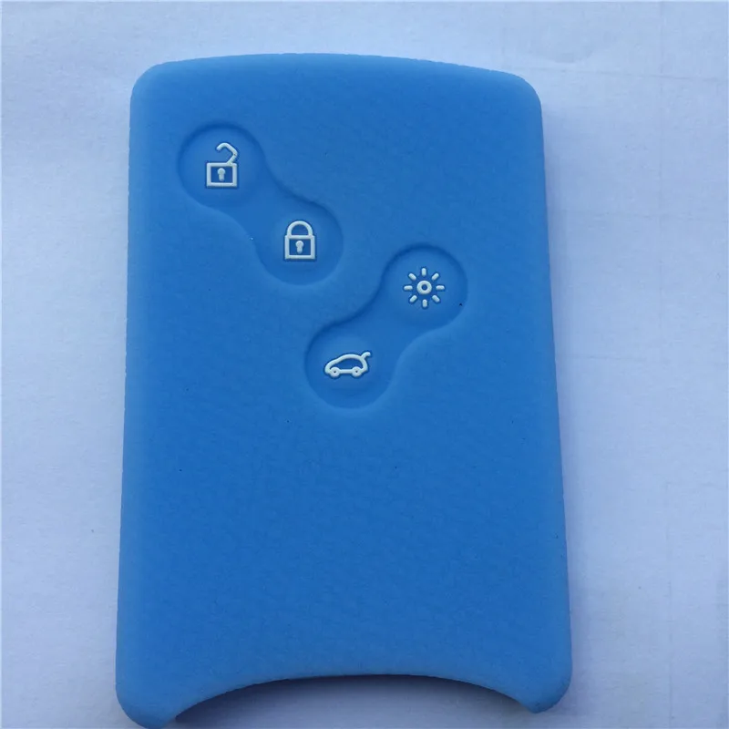 Силиконовый резиновый чехол для ключей автомобиля для Renault Clio Logan Megane 2 3 Koleos scenic card 4 кнопки дистанционного ключа - Название цвета: light blue