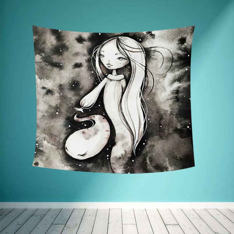 Cute Animal Fashion Show Pattern Wall Hanging Tapestry Rabbit Cat Fox Mouse Printed Children's Room Bedside Decorative Blanket. | Дом и