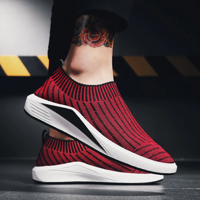 2018 летние мужские кроссовки для бега сетчатые носки слипоны спортивная обувь