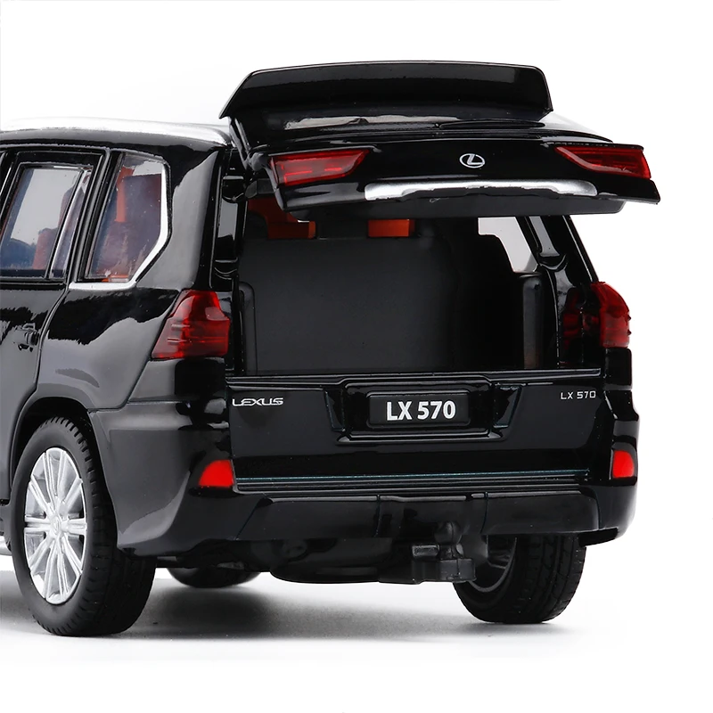 1:32, LEXUS LX570, музыкальный светильник, литая под давлением металлическая игрушка, золотая, белая, черная дверь, открывающаяся дверь, модель автомобиля, игрушки для детей, подарки