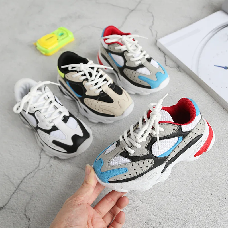 2021 Boys Girls Lace-Up Sneakers Baby/Toddler/Little/Big Kid Sport School Trainers Children Clunky Brand Casual Fashion Shoes | Детская