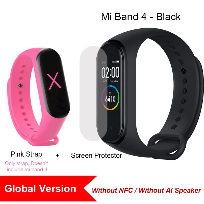 .Global Add Pink Xiaomi Mi Band 4 фитнес браслет, смарт браслет Miband 4 Фитнес-трекер Heart Rate 0,9" Цветной экран Bluetooth 5.0, глобальная версия - Цвет: .Global Add Pink