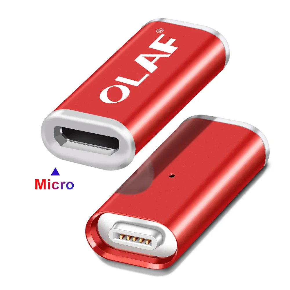 LED Light Magnetic Adapter Transfer Connector Magnetic Micro USB Connector Adapter IOS Android Type-C Magnetic Adapter USB TypeC - Цвет: For Micro USB Red