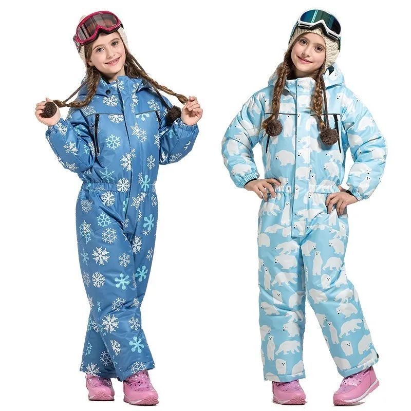 Vector Warm Kids Ski Hooded Suit Snowboard Overall Children Snow Winter Outdoor Waterproof Windproof Boy Girls Skiing Clothes|Лыжные