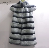 linhaoshengyue chinchilla rex rabbit fur vest