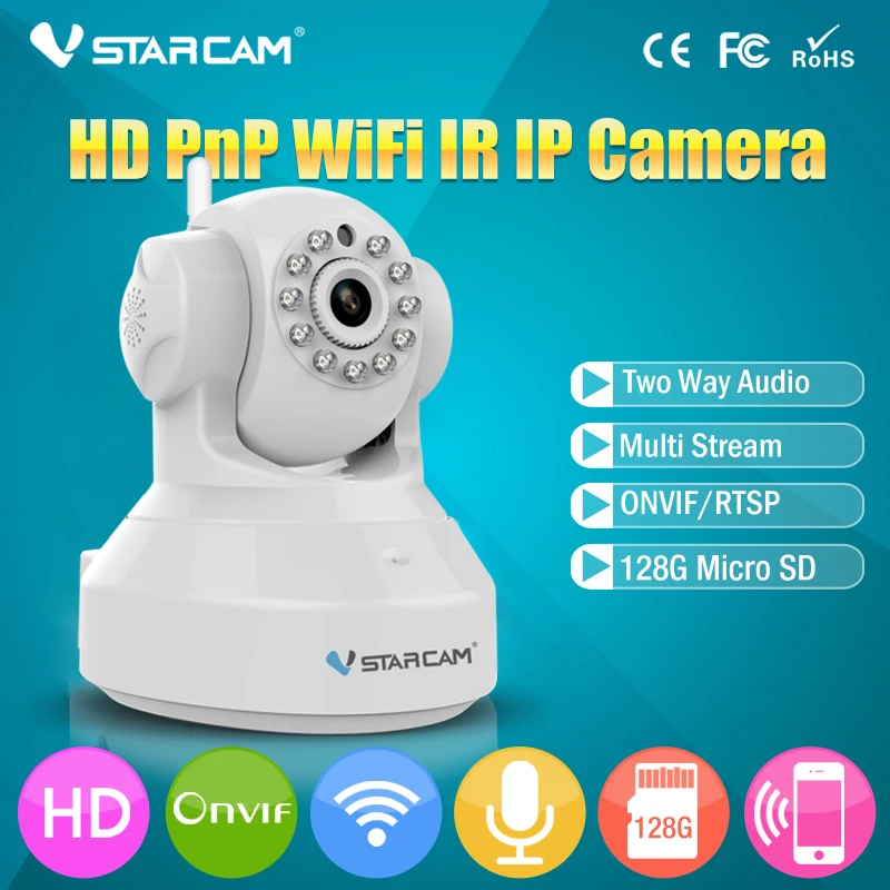 Бесплатная доставка Беспроводная сетевая камера VStarcam C7837WIP Pan Tilt IP Wi Fi