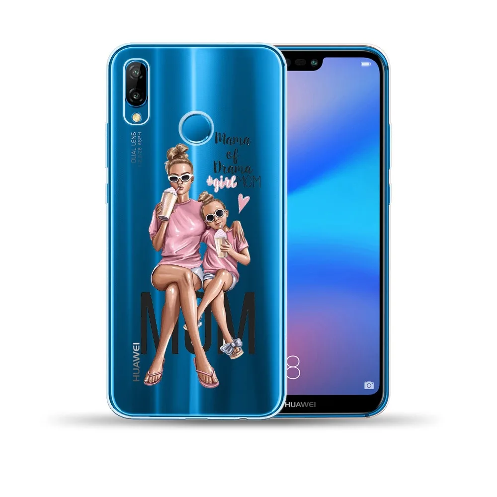 Детская мама девочка королева Мягкий ТПУ чехол для Huawei P8 P9 P10 P20 Lite P30 Pro