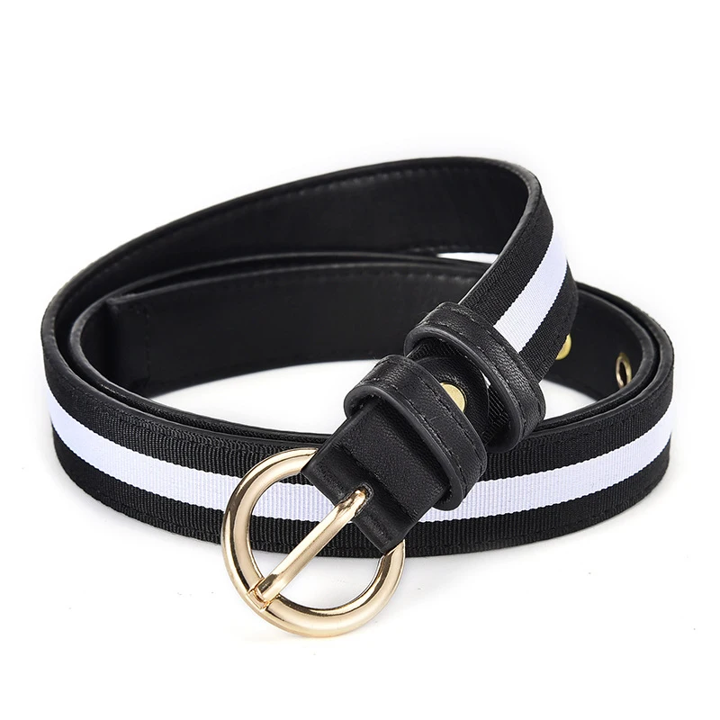 New Unisex belt fashion stripe high quality canvas Women belt Alloy pin buckle dress cowboy pants belt