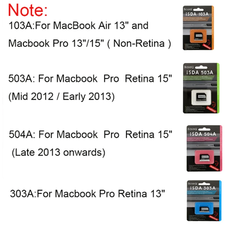 BaseQi алюминиевый Micro SD/tf-адаптер для расширения памяти SD кардридер Macbook Pro retina 13