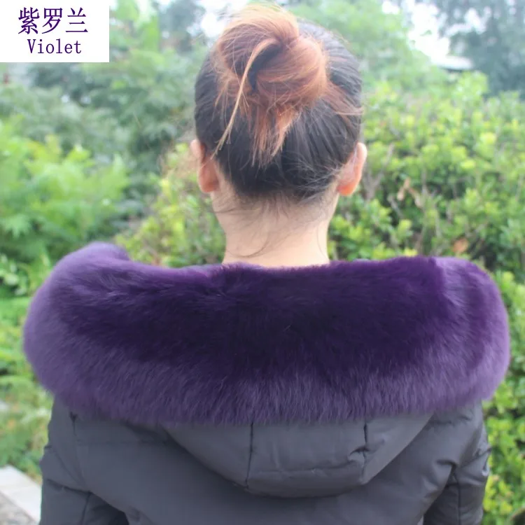 Violet 15cm Ms. MinShu, воротник из лисьего меха для капюшона, натуральный Лисий мех, капюшон, отделка, шарф, большой меховой воротник, натуральный мех лисы, воротник, отделка на заказ - Цвет: Violet 15cm
