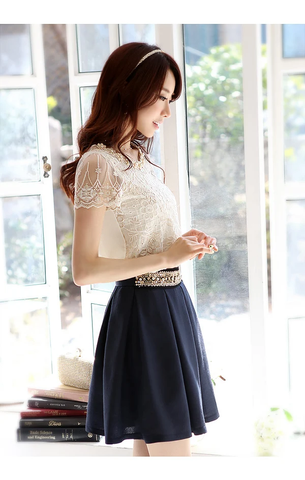 Женская шифоновая блузка с коротким рукавом и вышивкой бисером|female clothing|lace