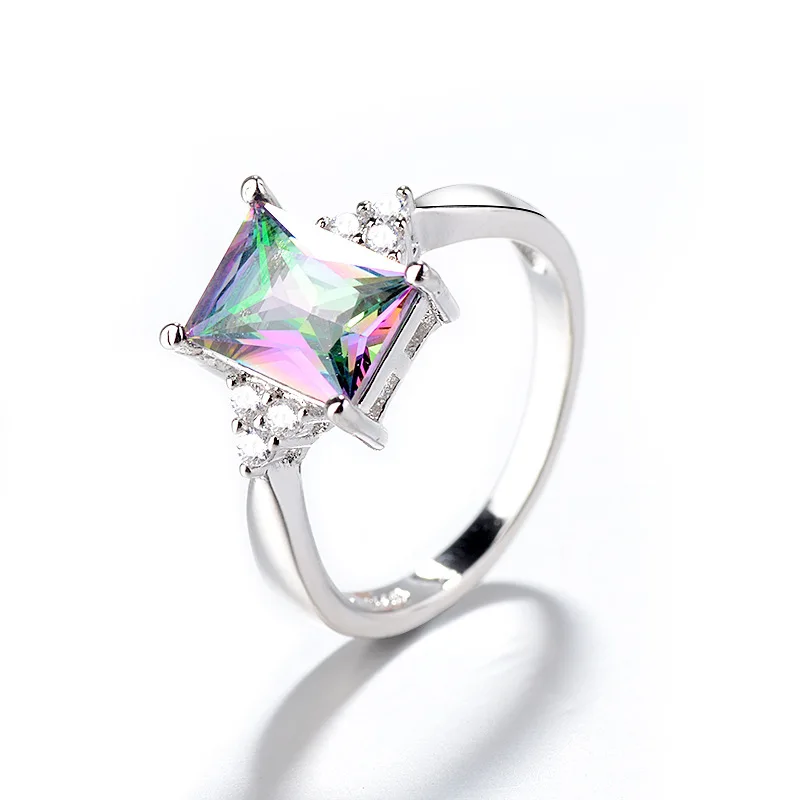 

Женское посеребренное кольцо Everoyal, модное ювелирное изделие с цветными кристаллами, посеребренные кольца для свадьбы
