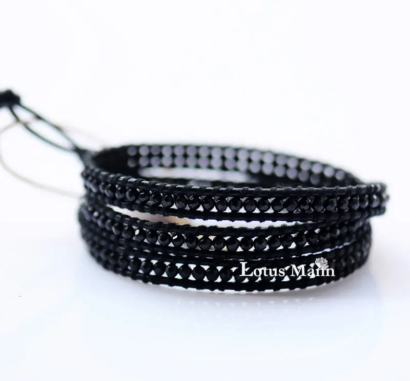 

Lotus mann Black stone Single Wrap Bracelet with Alloy Buttons