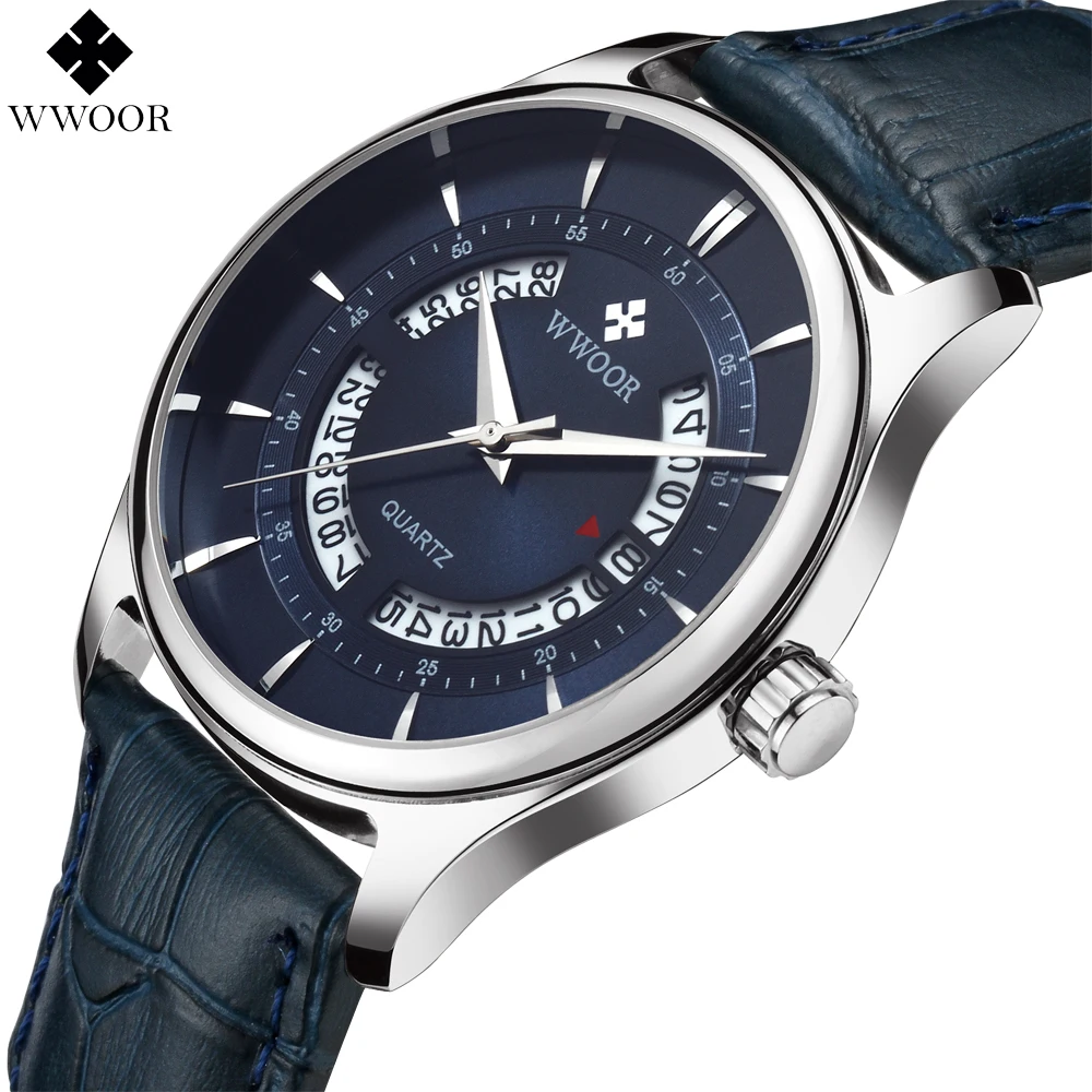 Часы WWOOR мужские повседневные кварцевые с кожаным ремешком спортивные|watch brand|watch