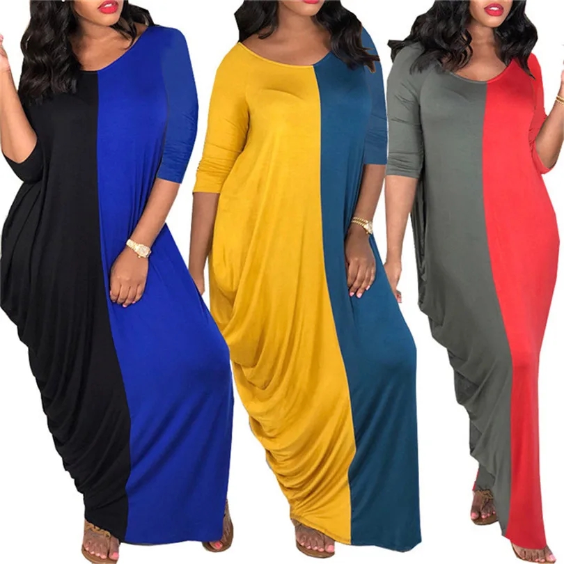 (3colors)2019 new african 100% cotton printing elastic bats sleeve loose style dashiki long dresses | Тематическая одежда и