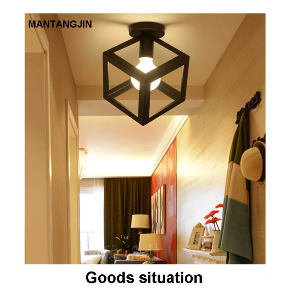 LEDGLE Винтаж потолочного светильника Творческий железа абажур простой заподлицо