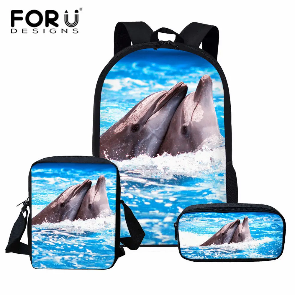 FORUDESIGNS/школьная сумка набор морские животные Акула принты рюкзаки для подростков