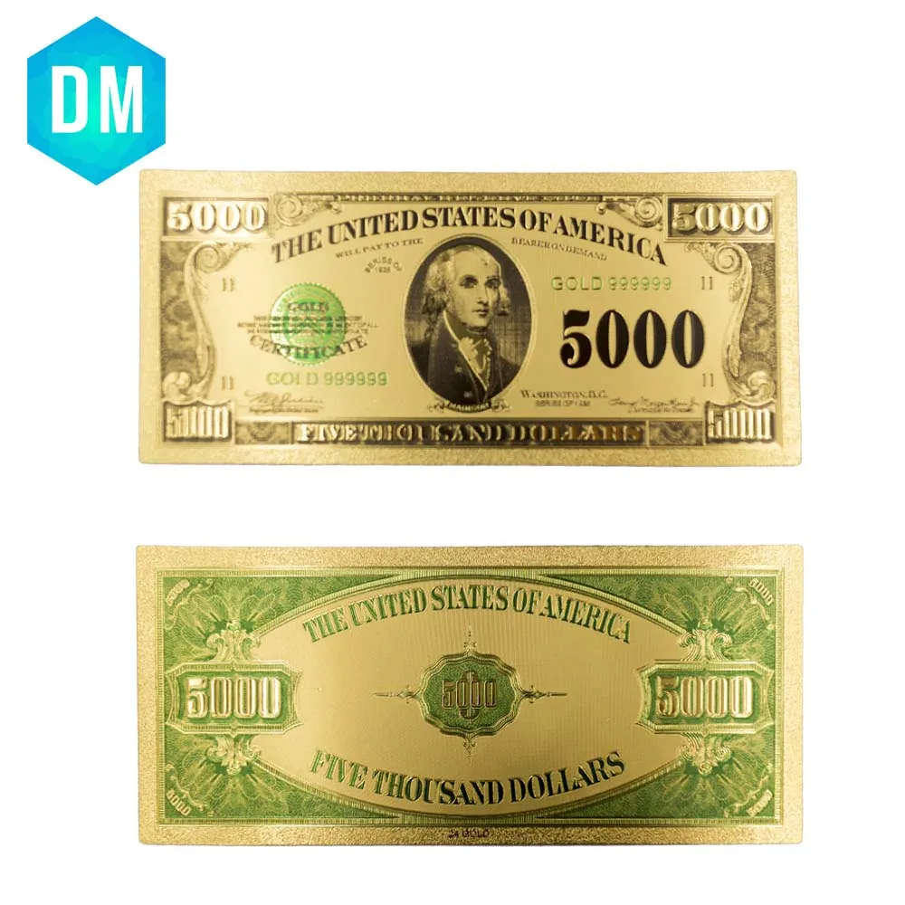 США 1918 год Красочные золотые банкноты 24k 999 9 Позолоченные мировые деньги набор