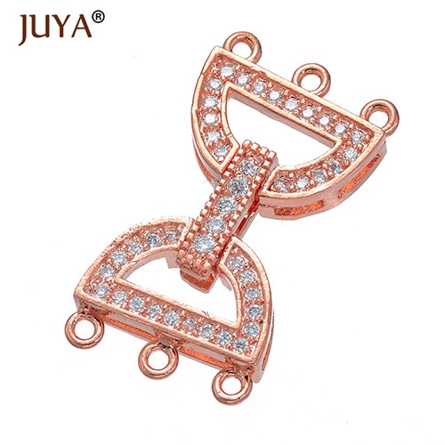 rose gold Ручной работы DIY браслет из жемчужин застежки на ожерелье микро проложить Циркон горный хрусталь застежка крючки Аксессуары для украшений - Цвет: rose gold