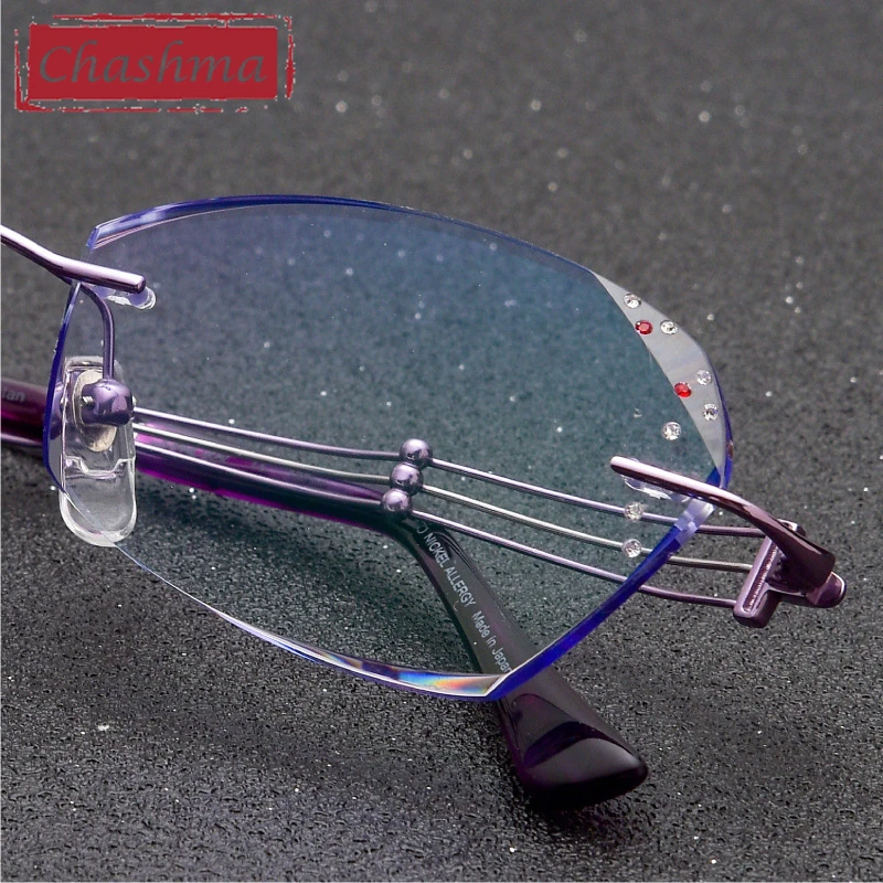 Chashma модные дизайнерские женские очки титановые без оправы для градиентных линз
