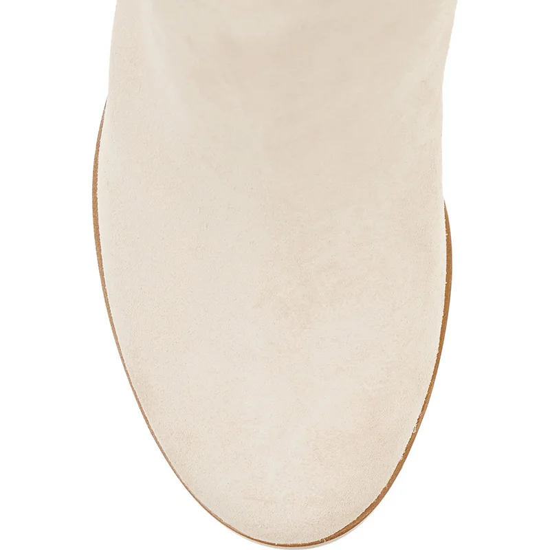 Марка Осень Зима Коренастый Пятки Женщин Сапоги Замшевые Кожаные Ботинки