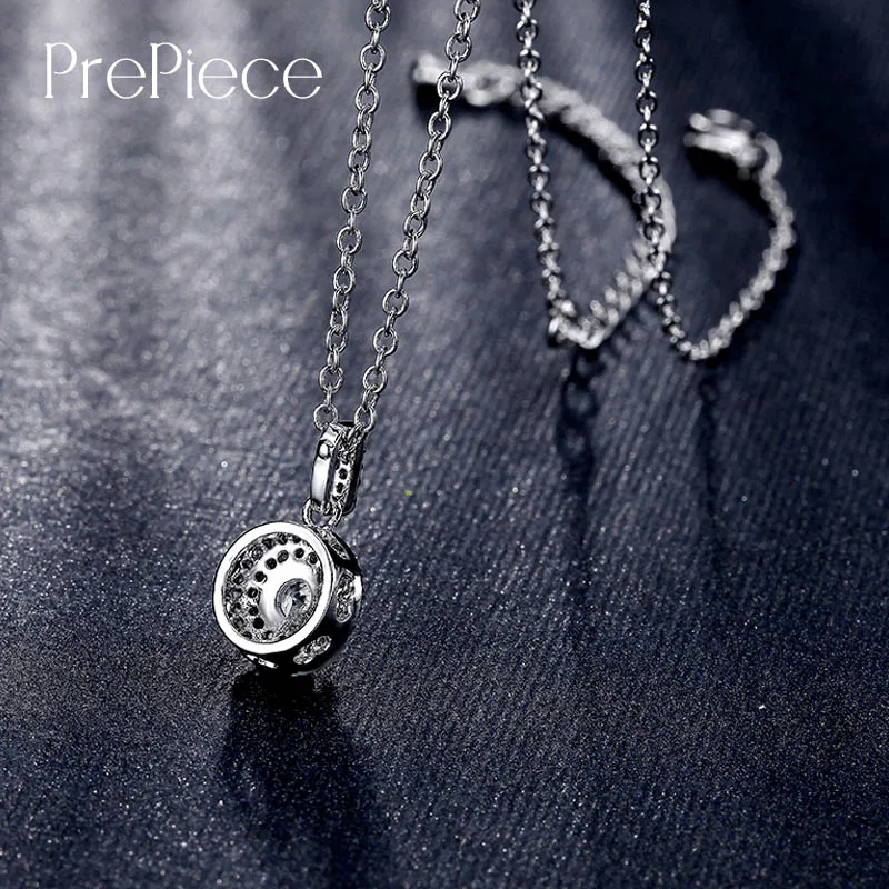 Prepiece Марка Кольер Femme Мода круглый фианит звено цепи Подвески для Для женщин
