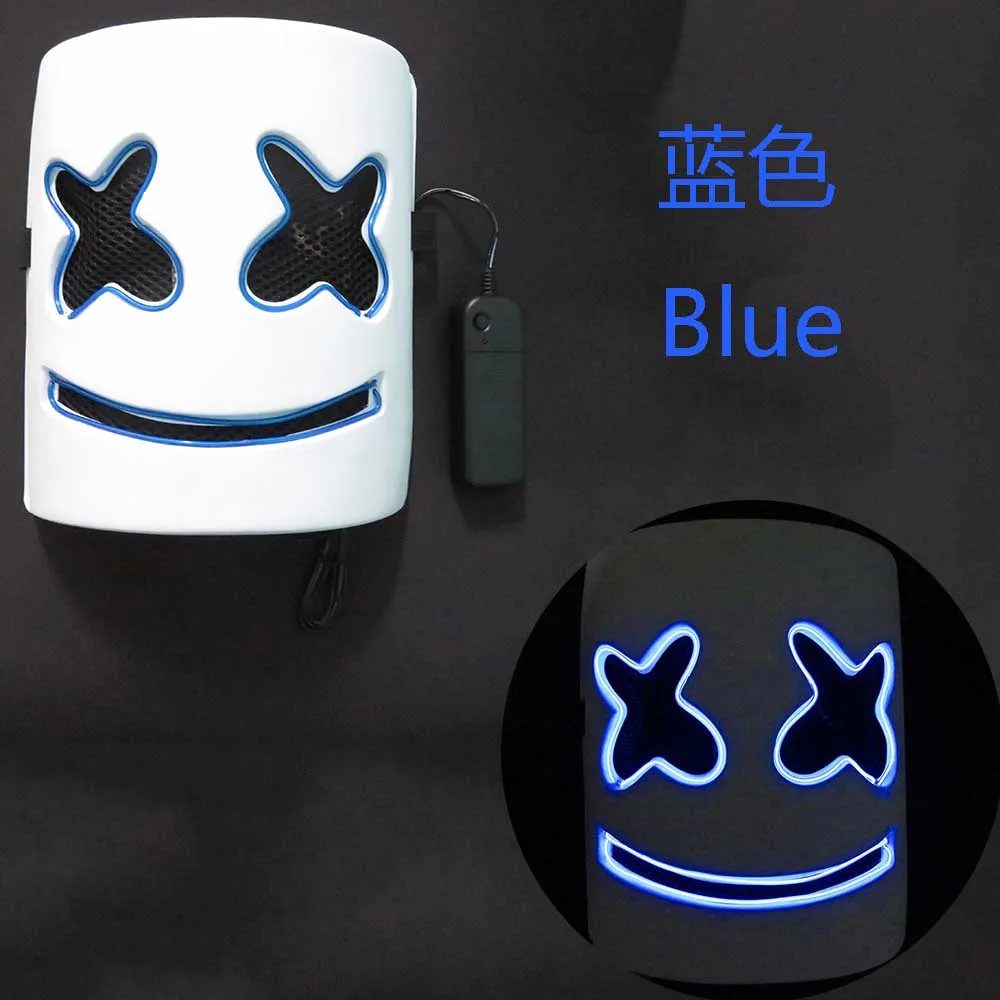 Blue Marshmello маска диджея косплей реквизит DJ Хэллоуин вечерние латексные маски светодиодный Вечерние Маски бар DJ светящиеся маски - Цвет: Blue