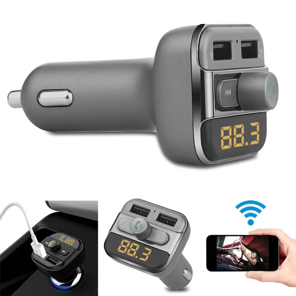Новый Автомобильный Bluetooth комплект беспроводной FM передатчик двойное зарядное