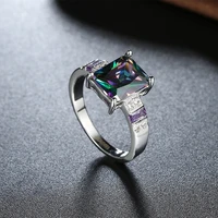 best gift silver color overlay lab rainbow mystic cubic zirconia engagement rings for women fashion jewellery size 6 7 8 ar2022