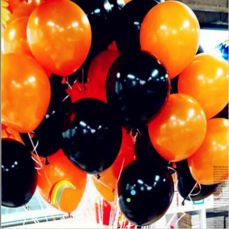 

50pcs Halloween balloon combo 10 inches 2.2 grams of inferior smooth, thick decorative balloons orange and black baloons